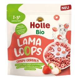 Holle Bio Organic cereale crocante Lama Loops cu mere, capsuni (12 luni+) 125g