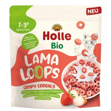 Holle Bio Organic cereale crocante Lama Loops cu mere, capsuni (12 luni+) 125g