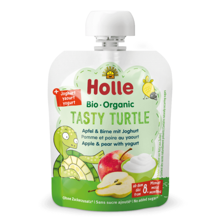 Holle Bio Organic piure cu iaurt Tasty Turtle de mere si pere (8 luni+) 85g