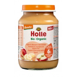 Holle piure de mere, banane cu griu spelt (6 luni+) Bio Organic 190g