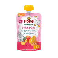 Holle Bio Organic piure Pear Pony de pere, piersici, zmeura si griu spelt (8 luni+) 100g