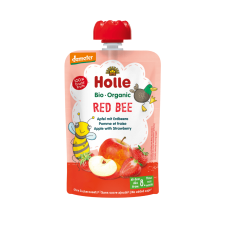 Holle Bio Organic piure Red Bee de mere, capsune (8 luni+) 100g