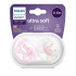 Avent Ultra Soft Suzeta din silicon Girl 0-6m 2 buc (SCF222/02) *out*