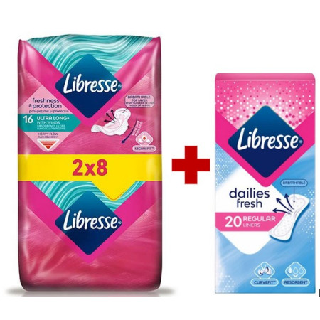 Libresse absorbante critice Freshness & Protection Ultra Long N16 (2x8)   (5 pic.) + Dailies Regular N20 cadou