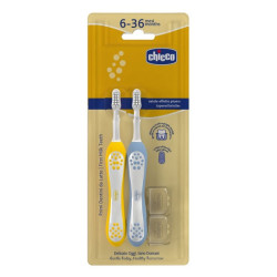 CHICCO periuta pu dinti Indigo Mustard  6 - 36M 2 buc 12082110