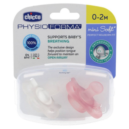 CHICCO suzeta mini soft PINK 0-2M 2buc 7328911