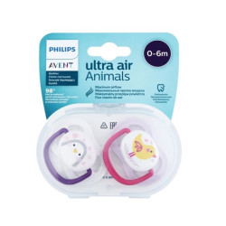 Avent Ultra Air Suzeta din silicon Girl 0-6m  2 buc  SCF080/06