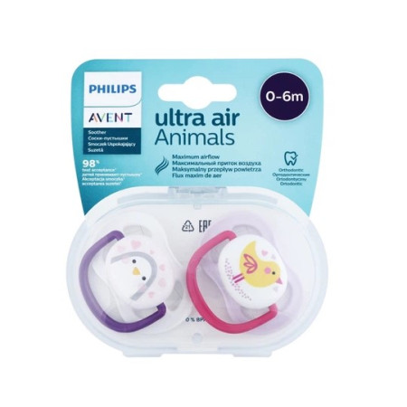 Avent Ultra Air Suzeta din silicon Girl 0-6m  2 buc  SCF080/06