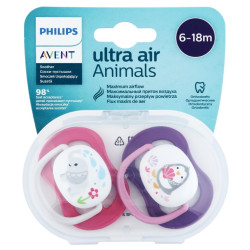 Avent Ultra Air Suzete din silicon Girl 6-18m 2 buc  (SCF080/08)
