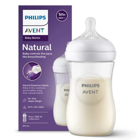 Avent Biberon Natural Response din plastic tetina din silicon 260ml 1m+ (SCY903/01)