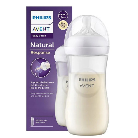 Avent Biberon Natural Response din plastic tetina din silicon 330 ml 3m+ (SCY906/01)