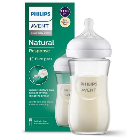 Avent Biberon Natural Response din sticla tetina din silicon 240ml 1m+ (SCY933/01)