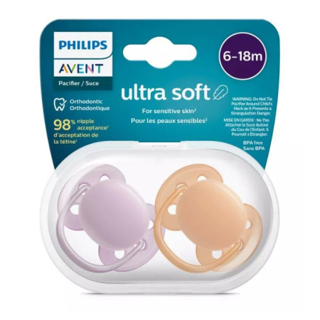 Avent Ultra Soft Suzete din silicon Girl 6-18m 2 buc SCF091/33 New	