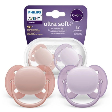 Avent Ultra Soft Suzete din silicon Girl 0-6m 2 buc SCF091/31 New