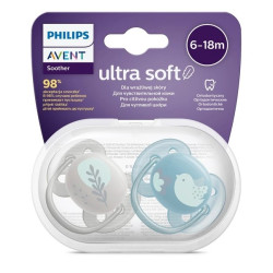 Avent Ultra Soft Suzeta din silicon Boy 6-18m 2 buc (SCF091/15)