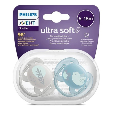 Avent Ultra Soft Suzeta din silicon Boy 6-18m 2 buc (SCF091/15)