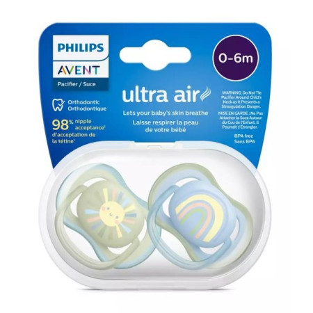 Avent Ultra Soft Suzeta Philips din silicon 0-6m 2 buc verde albastru SCF085/58  New