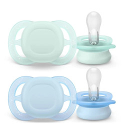 Avent Ultra Start Suzete din silicon 0-2m albastru-verde 2 buc SCF075/02