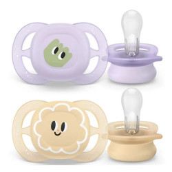 Avent Ultra Start Suzete din silicon 0-2m mov-portocaliu 2 buc SCF075/03	