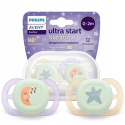Avent Ultra Start Nighttime Suzete din silicon 0-2m 2 buc SCF075/07