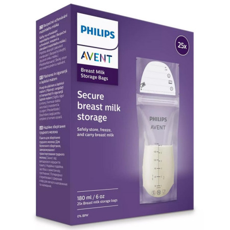 Philips Avent Pungi de pastrarea laptelui matern 180ml 25buc  SCF603/25