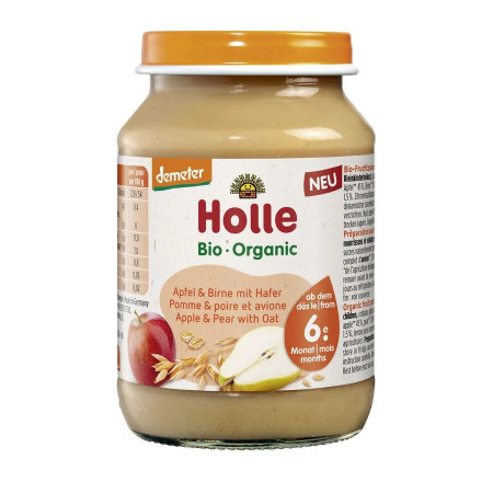 Holle piure de mere, pere cu ovaz (6 luni+) Bio Organic 190g