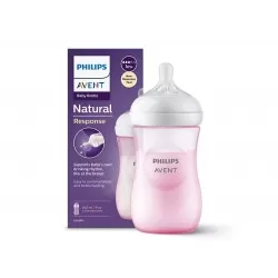 Avent Biberon Natural Response din plastic tetina din silicon 260ml Pink 1m+ (SCY903/11)