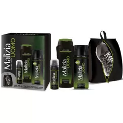 Malizia Set p/u barbati Vetyver (Gel de dus-sampon 250ml + Deodorant Spray Maxi 175ml + Spuma de ras 50ml + geanta incaltaminte)