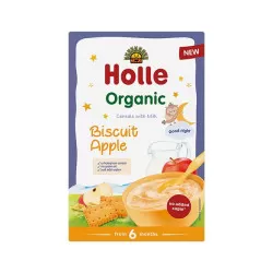 Holle Organic terci cu lapte de griu si mere, biscuiti (6 luni+) 250g