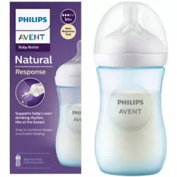Avent Biberon Natural Response din plastic tetina din silicon 260ml Blue 1m+ (SCY903/21)