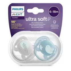 Avent Ultra Soft Suzeta din silicon Boy 6-18m 2 buc (SCF091/15)