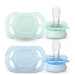 Avent Ultra Start Suzete din silicon 0-2m albastru-verde 2 buc SCF075/02