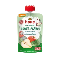 Holle Bio Organic piure Power Parrot de pere, mere, spanac (6 luni+) 100g